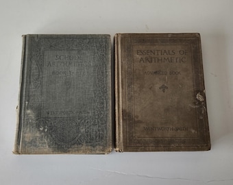 Lot of 2 Antique Books - School Arithmetics Book Three 1920 - Essentials of Arithmetic Advanced Book 1915 - HC Books