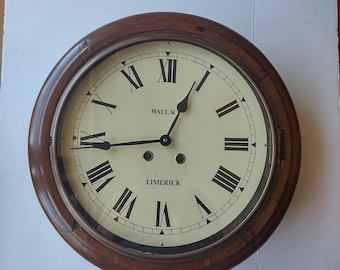 Antique Gallery Clock Repurposed to quartz battery operated Wallace Limerick Large Round