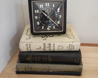 Vintage Westclox "Spur" Alarm Clock - Black Art Deco Metal wind-up