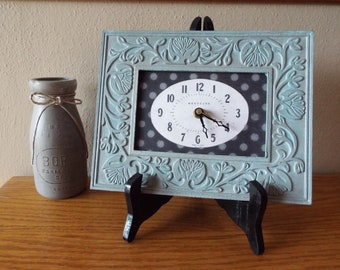 Handcrafted Picture Frame Wall Clock with new quartz movement Repurposed Antiqued Lavender Purple frame Clock Westclox Big Ben Dial