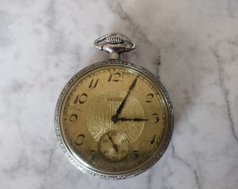 Antique Elgin Open Face Pocket Watch - circa 1925 - Working - Wind-up - Size 14