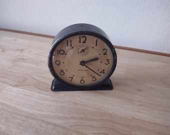 Vintage Waralarm Clock 1944 Westclox Black Metal Alarm - Works - Art Deco