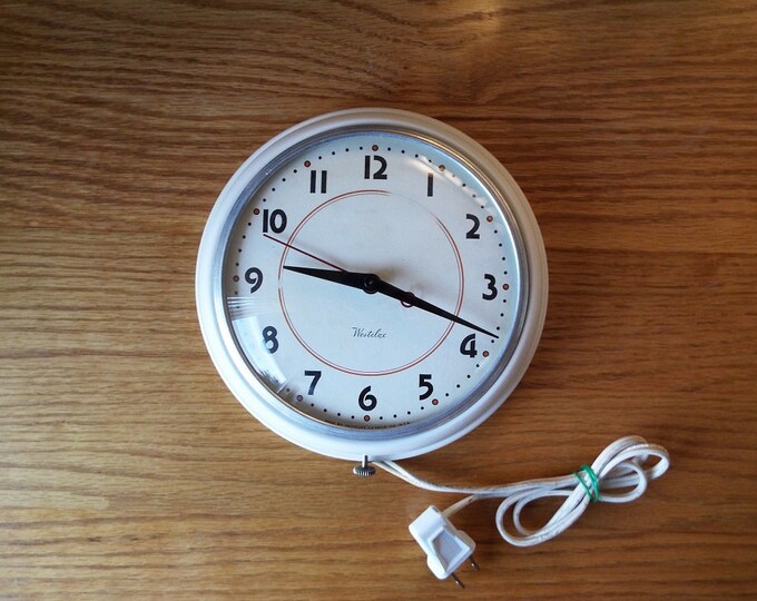 Vintage Westclox orb Electric Kitchen Retro Round Metal Wall Clock Runs