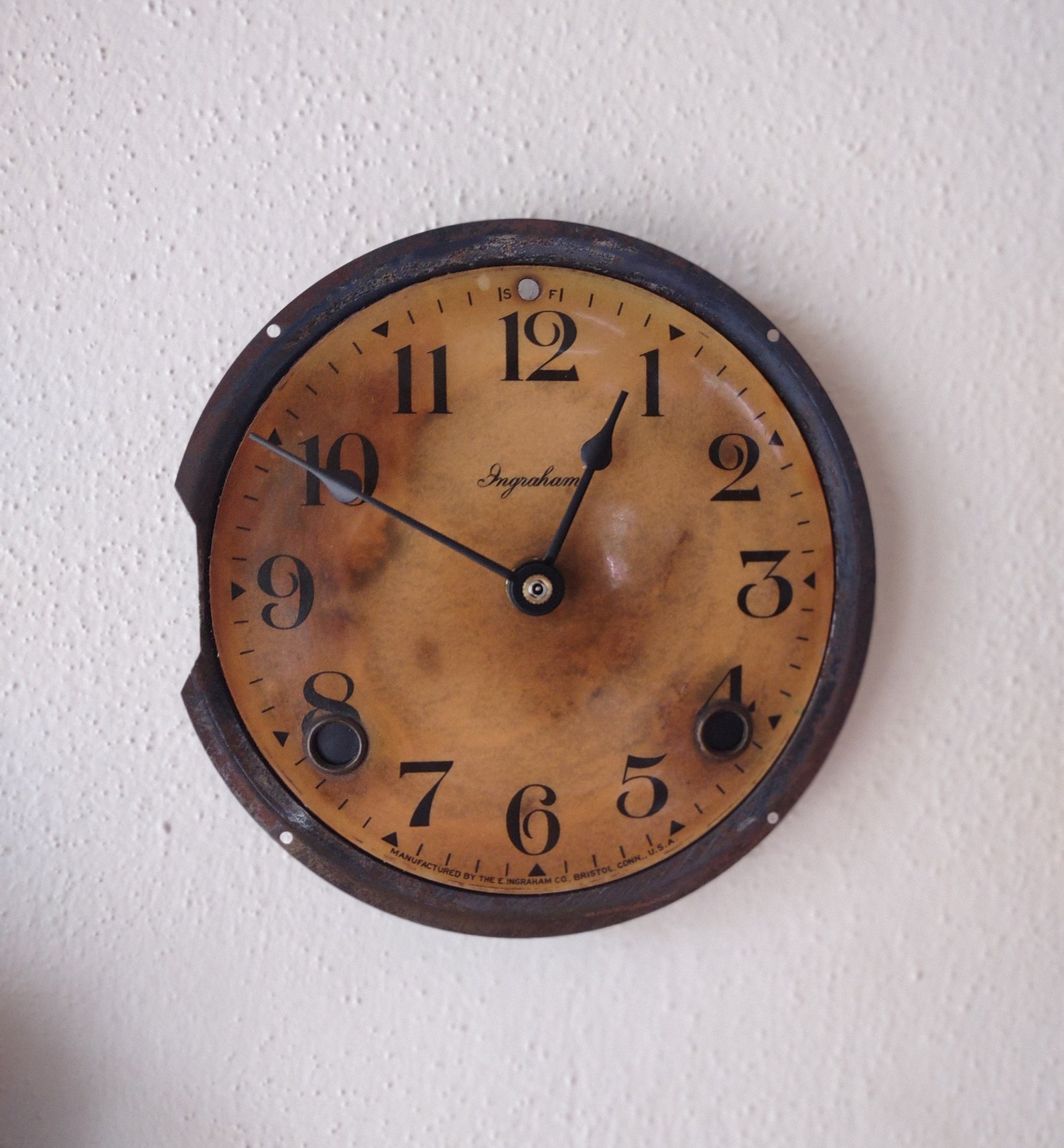 Antique Ingraham Dial Wall Clock Converted to Quartz Battery Movement