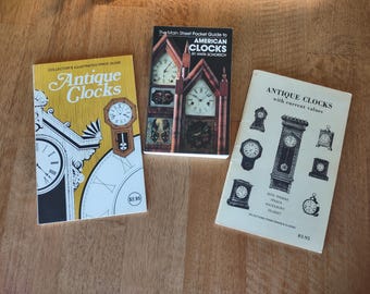 3 Clock Books - Collector's Antique Clocks - Pocket Guide American Clocks -Crook's Antique Clocks