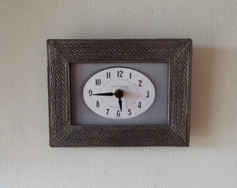 Antique Metal frame Clock - Westclox Dial - Handcrafted Picture Frame Wall Clock with new quartz movement
