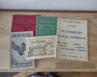 Lot of 5 Waterbury & New Haven Clock Catalogue Books Catalogs Reprints
