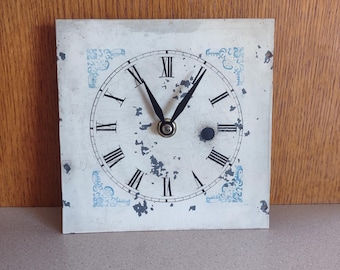 Small Antique Metal Clock Dial: Repurposed Cottage Clock with Quartz Movement