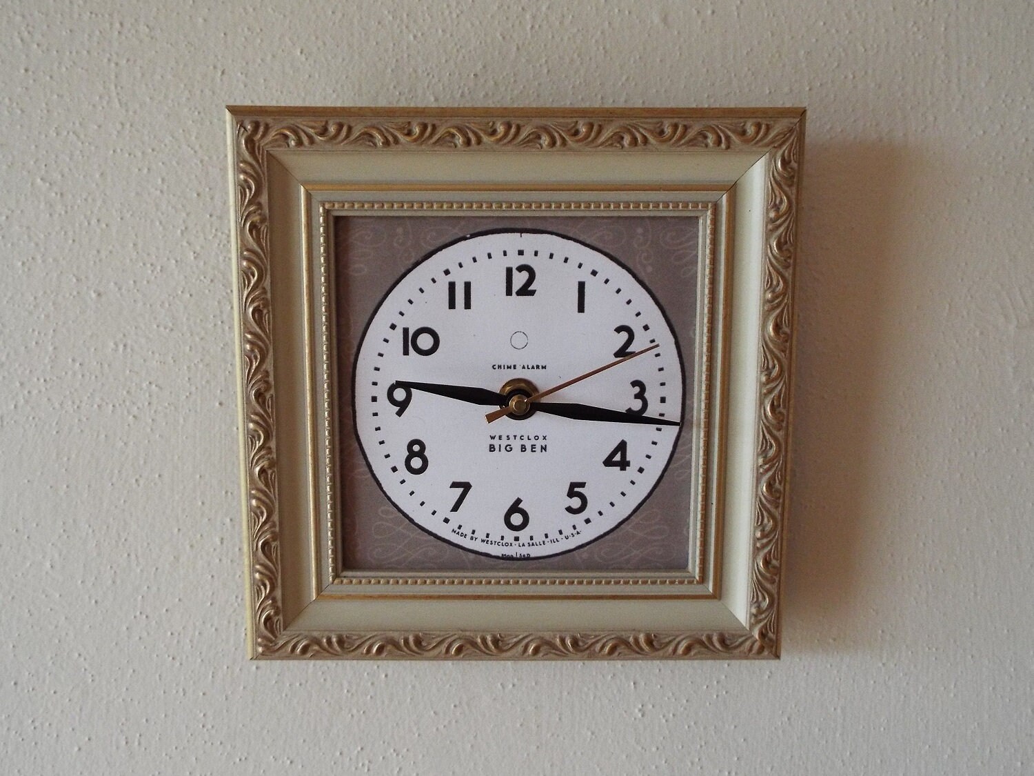 Handcrafted Picture Frame Wall Clock with new quartz movement Repurposed Antiqued Lavender Purple frame Clock Westclox Big Ben Dial