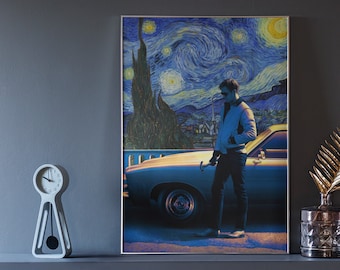Van Gogh Starry Night Ryan Gosling Drive Canvas Art Print