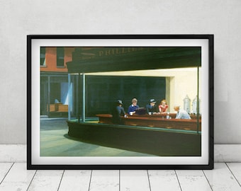 Jessica Fletcher in Hopper&#39;s Nighthawks Canvas Print - Wall Art Decor