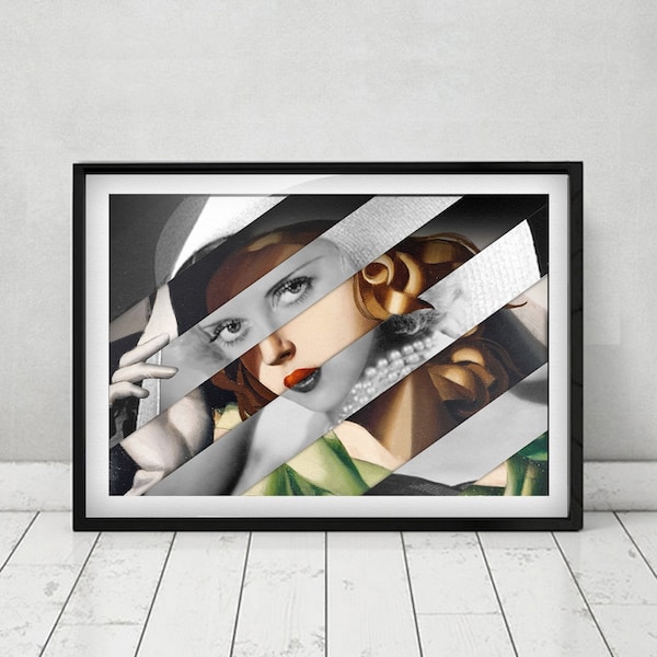 BECAUSE HER EYES - Tamara De Lempicka|Bette Davis.  Pop Retro Collage, Mashup, Pop Art Wall Decoration printed as Poster and Canvas