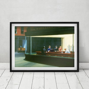 Jessica Fletcher (Murder She Wrote)  in Hopper's Nighthawks - Hopper Canvas Print Art Gift Wall Home Decor