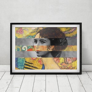 Klimt&#39;s Lady with a Fan & Liz Taylor - Original Collage Artwork