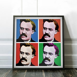 Friedrich Nietzsche Pop Art Print: 4 Color Contemporary Portrait