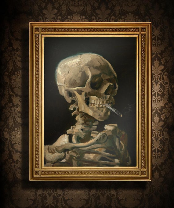 Impression d'art Van Gogh Skeleton Smoking - Poster et toile
