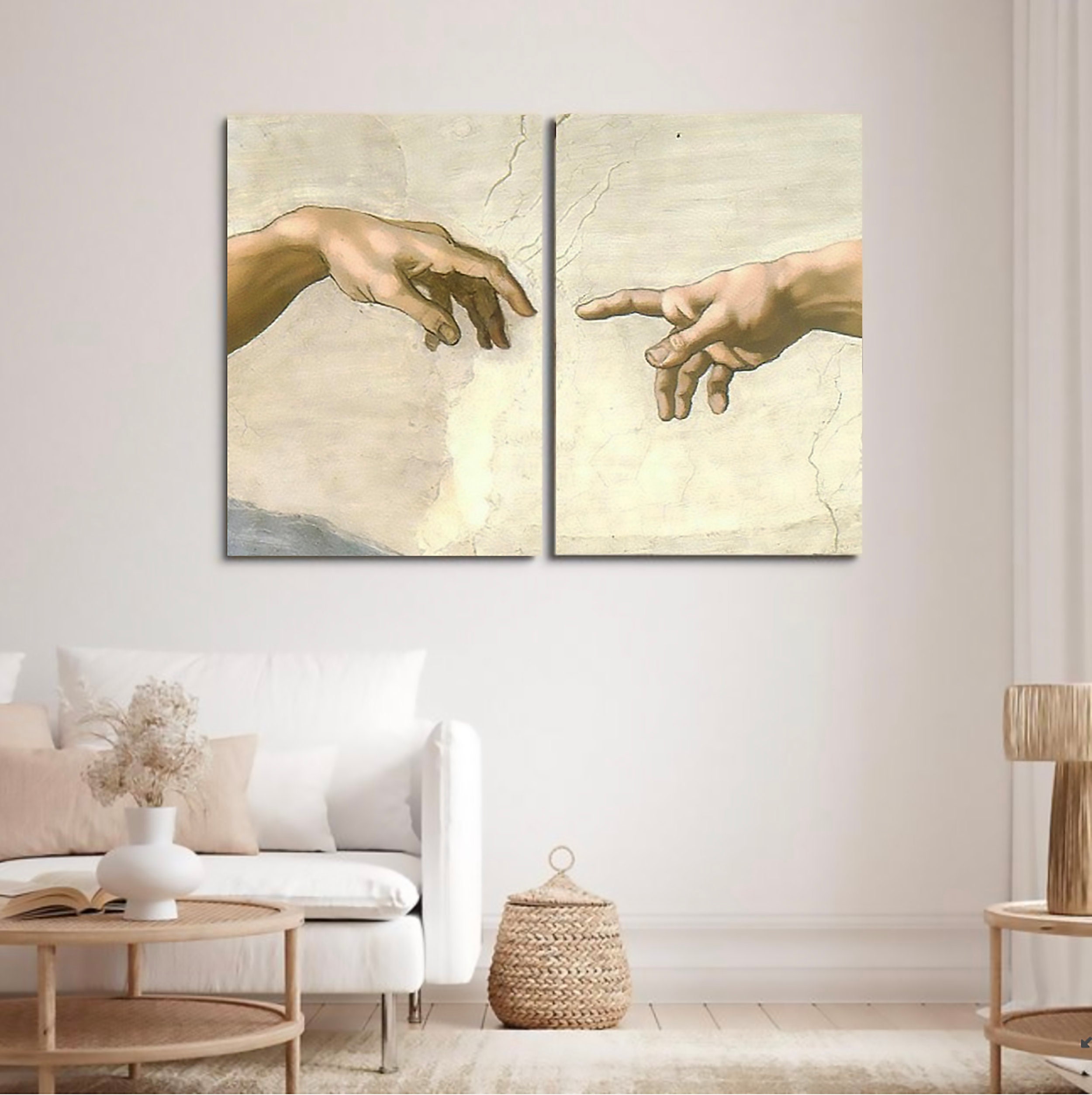 CREATION OF ADAM (detail) by Michelangelo - Double Vertical