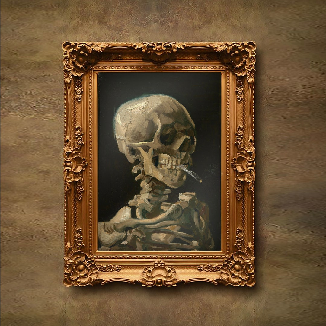Van Gogh Skeleton Smoking Art Print - Poster & Canvas