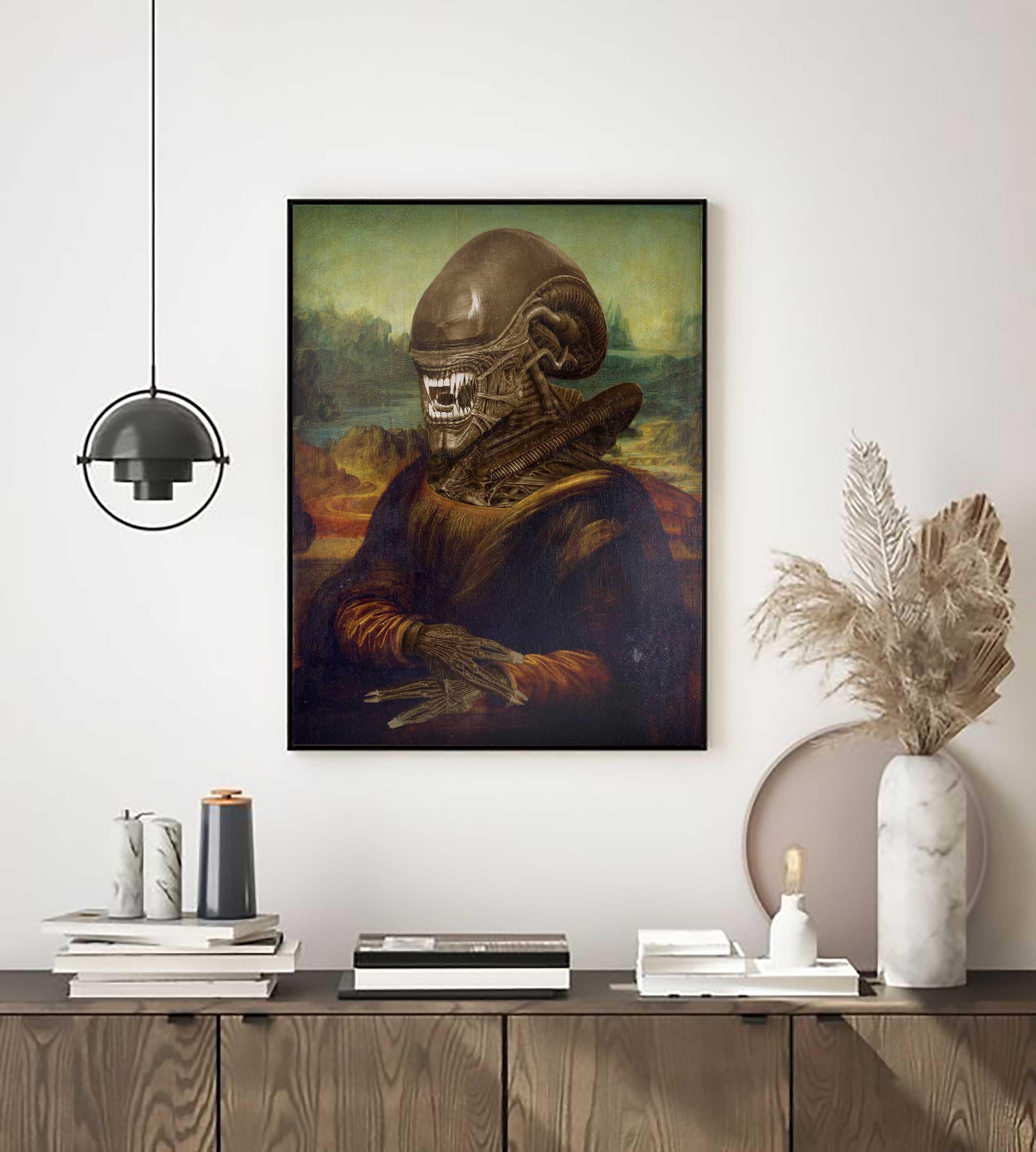 Mona Lisa Alien Xenomorph - Da Vinci Canvas Print Art Gift Wall