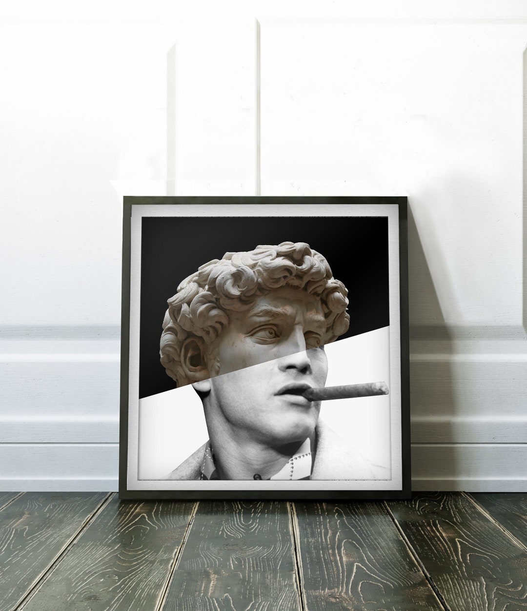 Michelangelos David und die Zigarette Original Collage Kunstwerk als ...