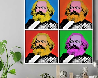 Karl Marx Pop Art Print: 4 Colors, Canvas or Poster