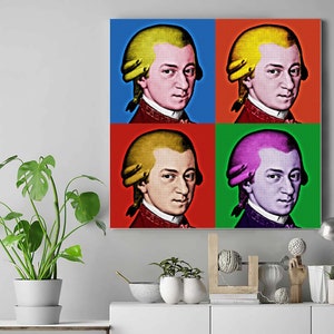 Wolfang Amadeus Mozart Portrait in Pop Art 4 Colors Print