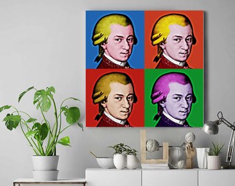 Wolfang Amadeus Mozart Portrait in Pop Art 4 Colors Print