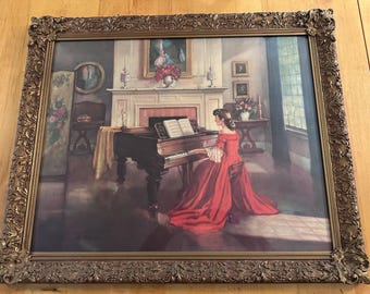 Vintage Lithograph "Sonata" in Exquisite Frame