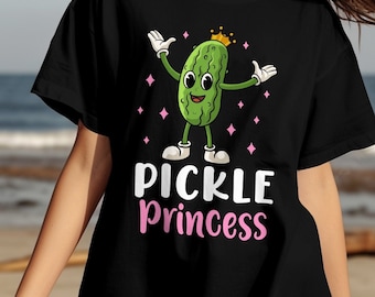 Funny Pickle Princess T Shirt, Cartoon Pickle Gift for Women