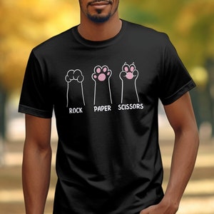 Funny Rock Paper Scissors T-Shirt, Rock Paper Scissors Cat Paws Shirt, Humorous Pet Lover Gift, Cute Cat Themed T-Shirt, Unisex Tee