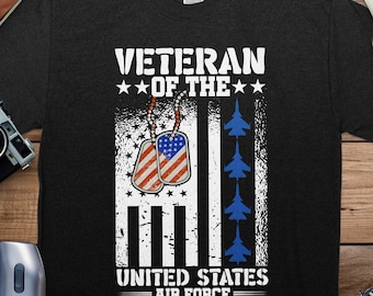 Air Force Veteran Shirt, U.S. Air Force Veteran Tee, USAF Veteran Gift, Patriotic Military Dog Tag Shirt