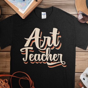 Koszulka nauczyciela sztuki, koszulka retro nauczyciela, koszulka vintage nauczyciela sztuki, kreatywny prezent dla nauczyciela, uznanie dla nauczyciela, artystyczny top nauczyciela