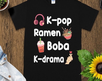 K-Pop Ramen Boba K-Drama Shirt, Korean Pop Culture Tee