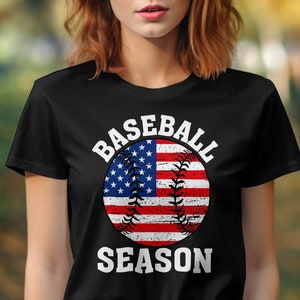 American Flag Baseball Tee: Vintage Patriotic Sports Shirt