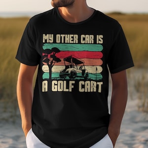 Mój inny samochód to golfowy wózek T-shirt, zabawna koszulka golfowa, golfowy humorystyczny t-shirt, prezent dla golfistów, grafika retro golfowy wózek, koszulka dla miłośników golfa
