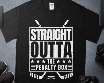 T-shirt drôle de joueur de hockey, tout droit sorti de la zone de pénalité, cadeau pour fan de hockey sur glace