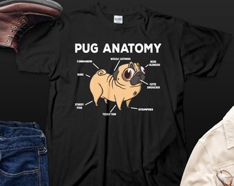 Funny Pug Anatomy Shirt, Pug Lover Gift, Cute Pug Mom Tee, Dog Lover T-Shirt