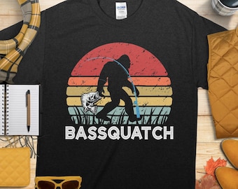 Funny Fishing Shirt, Bassquatch, Bigfoot Bass Fish Tee, Fisherman Gift