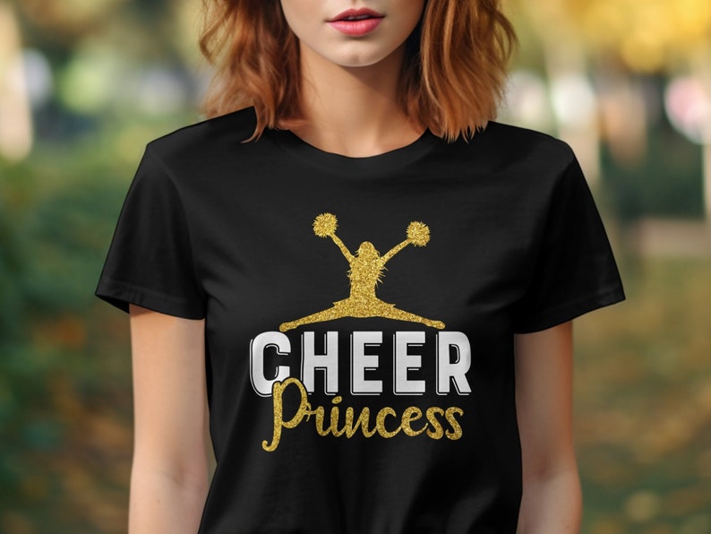 Cheer Princess Cheerleading Shirt, Cheerleader Glitter Graphic Tee ...