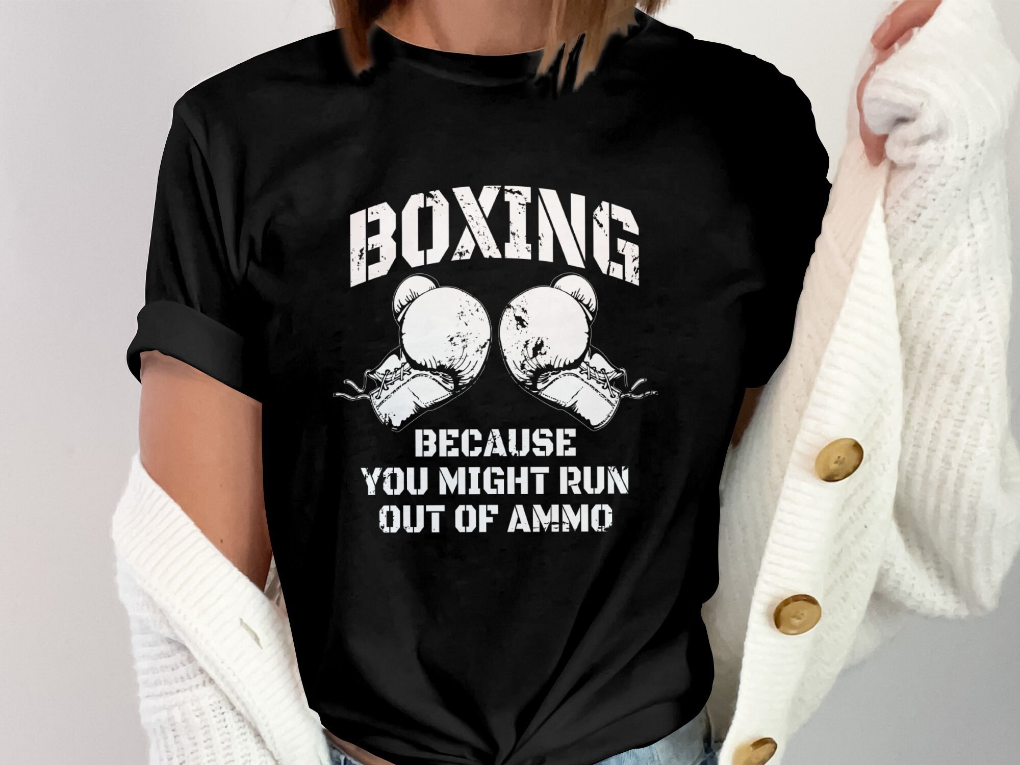 面白いボクシングTシャツ：弾切れになるかもしれないから - ボクサー 