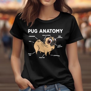 Funny Pug Anatomy Shirt, Pug Lover Gift, Cute Pug Mom Tee, Dog Lover T-Shirt image 4
