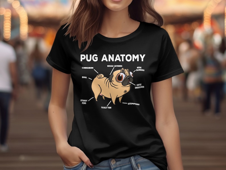 Funny Pug Anatomy Shirt, Pug Lover Gift, Cute Pug Mom Tee, Dog Lover T-Shirt image 4
