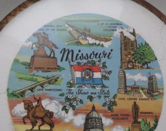 Vintage keramische souvenir Missouri bord 9" gebarsten, gebroken en gerepareerd