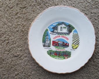ヴィンテージセラミック製お土産 カーターカントリー ジミー・カーター生誕地プレート 9 1/2インチ 美品