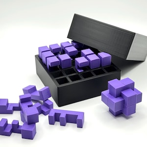25-Piece Burr Puzzle Set with Box - 3D Printed