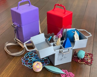 The Tatting Toolbox - 3D Printed Shuttle & Needle Caddy and Tool Tote