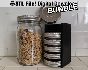 Mason Jar 6-Lid Rack Organizer - 3D Print STL File Bundle
