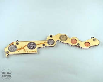Coin, money display for Gambia coins | Dalasi and bututs