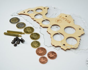 Coin Holder for Euro regular coins in shape of Latvia
