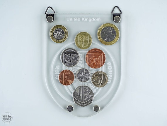 英国ポンド硬貨ホルダー（2ポンド付き）の王室盾 - Etsy 日本